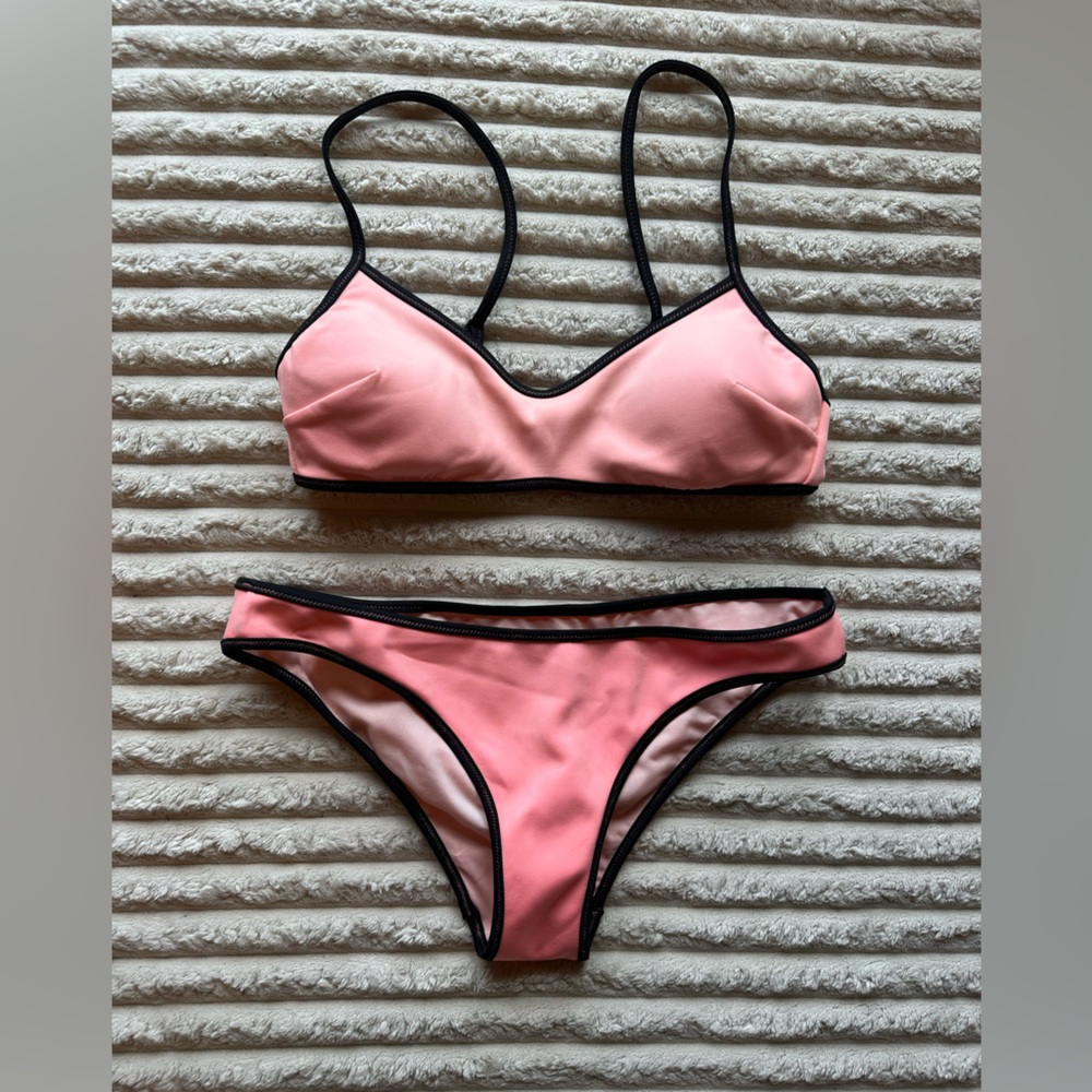 Victoria's Secret Peach and Black Bikini Set